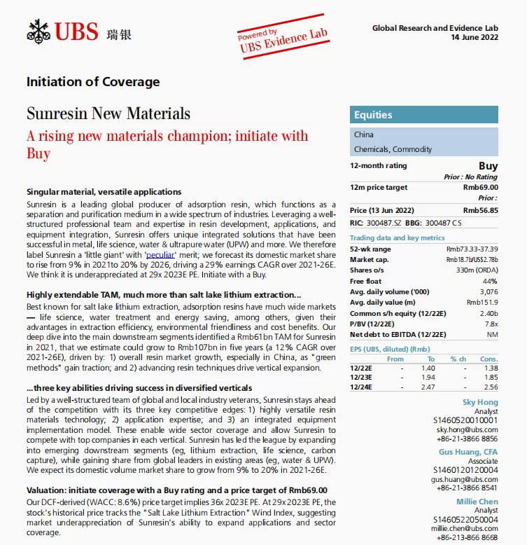 UBS_Sunresin_Demystifying downstream series #1_the blossoming life science