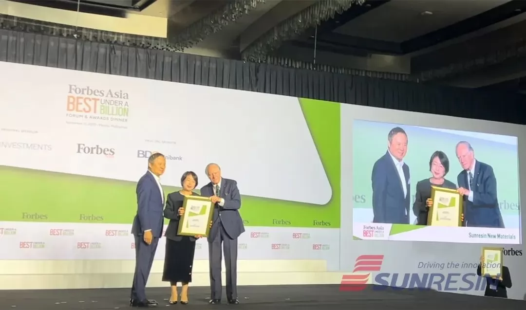 Sunresin won the 2023 Forbes Asia Top 200 and was invited to attend the award ceremony